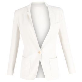 Maje Einreiher-Blazer mit Taschen aus weißem Leinen Weiß
