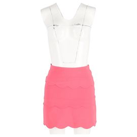 Sandro Paris Scalloped Mini Skirt in Pink Polyester Pink