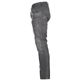 Dsquared2- Dsquared2 Distressed Slim-Fit Jeans in Grey Cotton Denim-Grey
