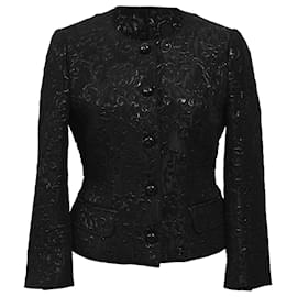 Dolce & Gabbana-Dolce & Gabbana Jacquard Evening Jacket in Black Polyester-Black