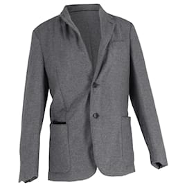 Ermenegildo Zegna-Ermenegildo Zegna Single-Breasted Blazer Jacket with Pockets in Grey Wool -Grey