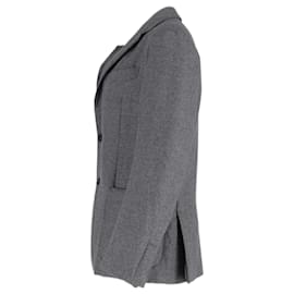 Ermenegildo Zegna-Ermenegildo Zegna Single-Breasted Blazer Jacket with Pockets in Grey Wool -Grey