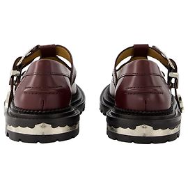 Aj1278 Mocasines - Toga Pulla - Cuero - Burdeos Roja Burdeos
