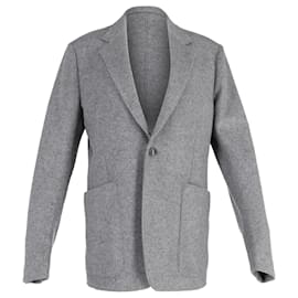 Ermenegildo Zegna-Ermenegildo Zegna Single-Breasted Blazer Jacket with Pockets in Grey Wool-Grey