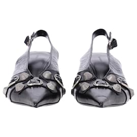 Balenciaga- Balenciaga Cagole Pointed Slingback Pumps in Black Lambskin Leather-Black