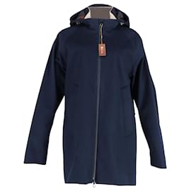 Loro Piana- Loro Piana Parka Hooded Jacket in Navy Blue Cotton-Blue,Navy blue