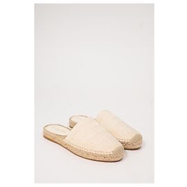 Mules de espadrilha planas bordadas em algodão branco Dior Granville Branco