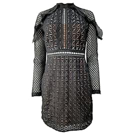 Self portrait-Self-Portrait Lace Pattern Mini Dress in Black Polyester-Black