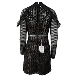 Self portrait-Self-Portrait Lace Pattern Mini Dress in Black Polyester-Black