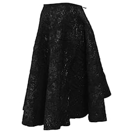 Lanvin-Lanvin A-Line Jacquard Skirt in Black Polyester-Black