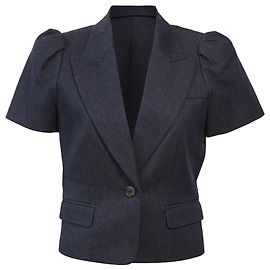 Blazer cropped in denim a maniche corte Michael Kors in cotone blu navy Blu Blu navy