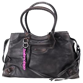 Balenciaga- Balenciaga Large Neo Classic City Used Tote Bag in Black Calfskin Leather-Black