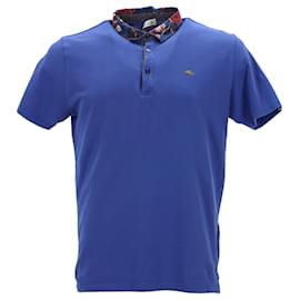 Etro- Etro Printed Collar Polo Shirt in Blue Cotton-Blue