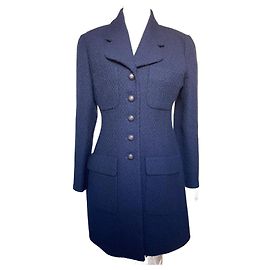 Chanel Navy Blue Tweed Coat Navy blue