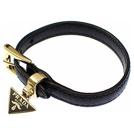 Pulseira de couro Saffiano da Prada Preto