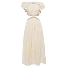 ZIMMERMANN Anneke Maxikleid mit Rüschen und Ausschnitten Größe 1 Beige
