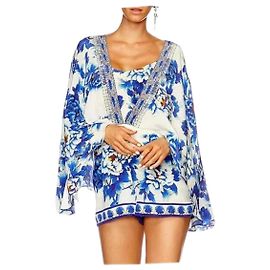 Camilla Ring Of Roses Playsuit With Cape size S Blue