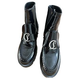 Christian Louboutin Moc Booty Stiefeletten Lackleder Schwarz 38 Schwarz