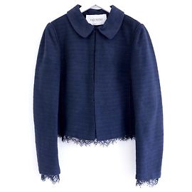 Valentino Garavani Giacca blazer in tweed blu navy foderata in pizzo Valentino Blu navy