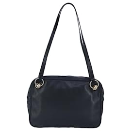 Christian Dior-Christian Dior Shoulder Bag Leather Black Gold Auth 92172-Black,Golden