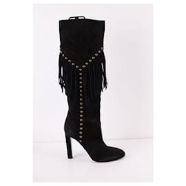 Saint Laurent-Leather boots-Black