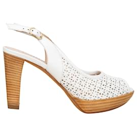 Autre Marque-Fratelli Rossetti Perforated Leather Heel Sandals-White