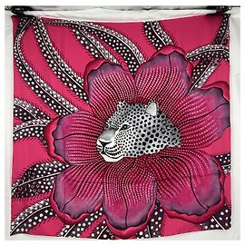 Hermès sciarpa di seta "Gatto Baobab" Nero Rosa Bianco Grigio