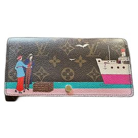 Louis Vuitton Monogram Canvas Illustre Transatlantic Sarah Wallet Pink Brown Pink