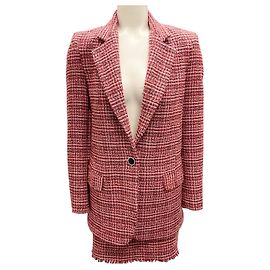 Set due pezzi in tweed rosa Pinko Pink con giacca e gonna Rosa