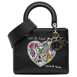 Dior-Black Dior Niki De Saint Phalle Medium Calfskin Heart Supple Lady Dior Satchel-Black