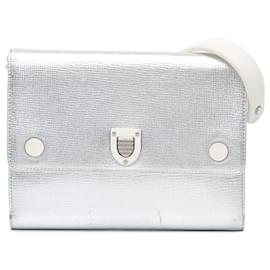 Dior-Silver Dior Goatskin Diorever Wallet on Chain Crossbody Bag-Silvery