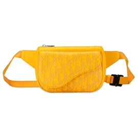Dior-Yellow Dior Oblique Galaxy Leather World Tour Saddle Belt Bag-Yellow