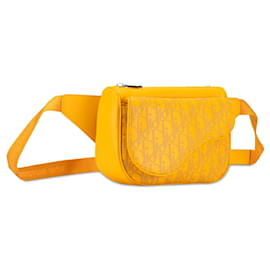 Dior-Yellow Dior Oblique Galaxy Leather World Tour Saddle Belt Bag-Yellow