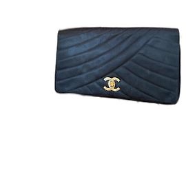 Chanel Satin Damask Evening Clutch Black Black