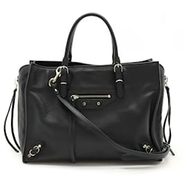 Balenciaga-Balenciaga Leather Paper A6 Zip Around Handbag-Black