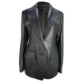 Blazer simple en cuir noir avec poches de Tom Ford Noir