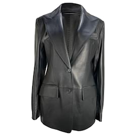 Tom Ford-Tom Ford Single-Breasted Blazer with Pockets in Black Leather-Black