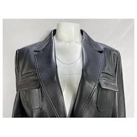Tom Ford-Tom Ford Single-Breasted Blazer with Pockets in Black Leather-Black