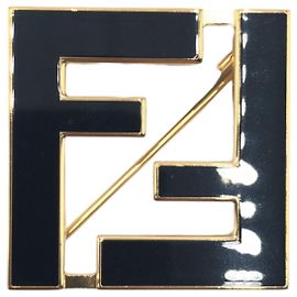 Fendi Forever Metallbrosche Schwarz/Gold Schwarz