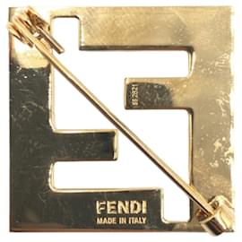 Fendi-Fendi Forever Metal Brooch Black/Gold-Black