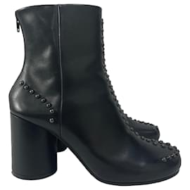 Maison Martin Margiela-Bottines à talon bloc cloutées Maison Margiela en cuir noir-Noir