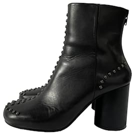 Maison Martin Margiela-Bottines à talon bloc cloutées Maison Margiela en cuir noir-Noir