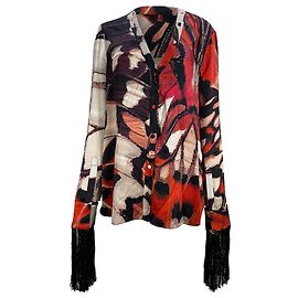 Blusa con flecos de estampado de mariposa Alexander Mcqueen en viscosa multicolor Multicolor