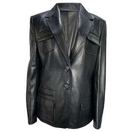 Blazer simple en cuir noir avec poches de Tom Ford Noir