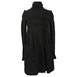 Diane von Furstenberg Car Coat in Black Cotton Black