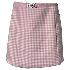 Saia mini Gingham Biggie Medusa da Versace em lã rosa Rosa