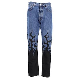 Vêtements Jeans rectos de denim azul con estampado de llama de Vetements Azul