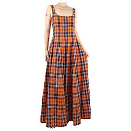 Staud Orange ärmelloses karierter Maxikleid - Größe UK 12 Orange