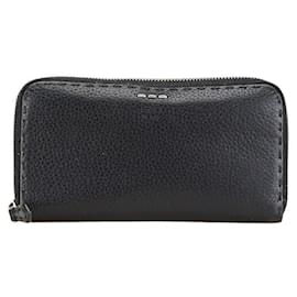 Fendi-Portefeuille long en cuir Fendi Selleria 7M0210-Noir