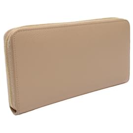 Céline-Celine Large Leather Zip Wallet Beige-Brown,Beige